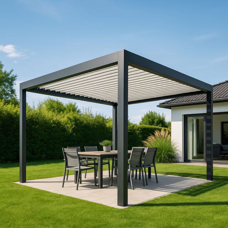 Lamellendach freistehend als Pergola im Garten